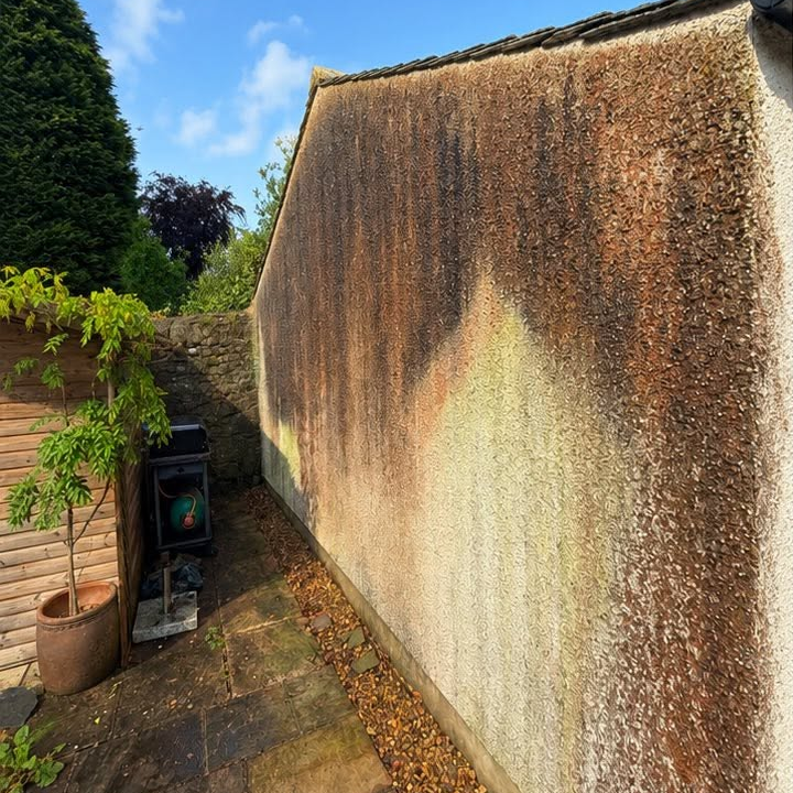 Pressure Washing Andy back wall before