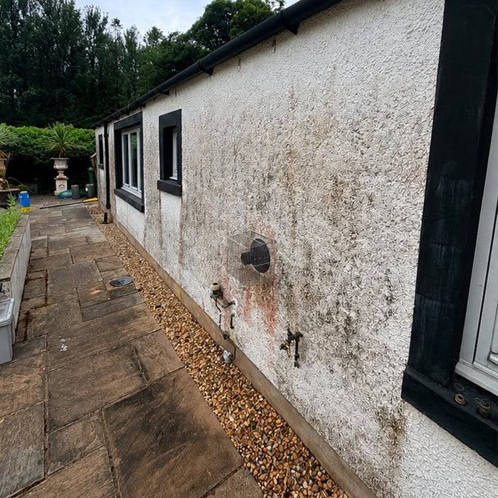 Pressure Washing Andy white wall before